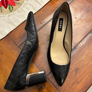 DKNY Black Quilted Heels with Good Accent